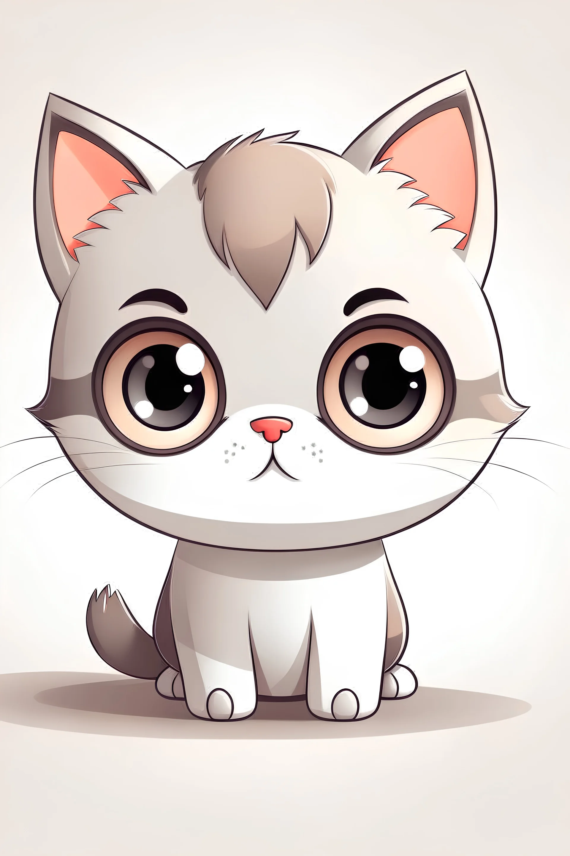 cat, chibi style, large eyes, soft light, cute, full body, sketch,