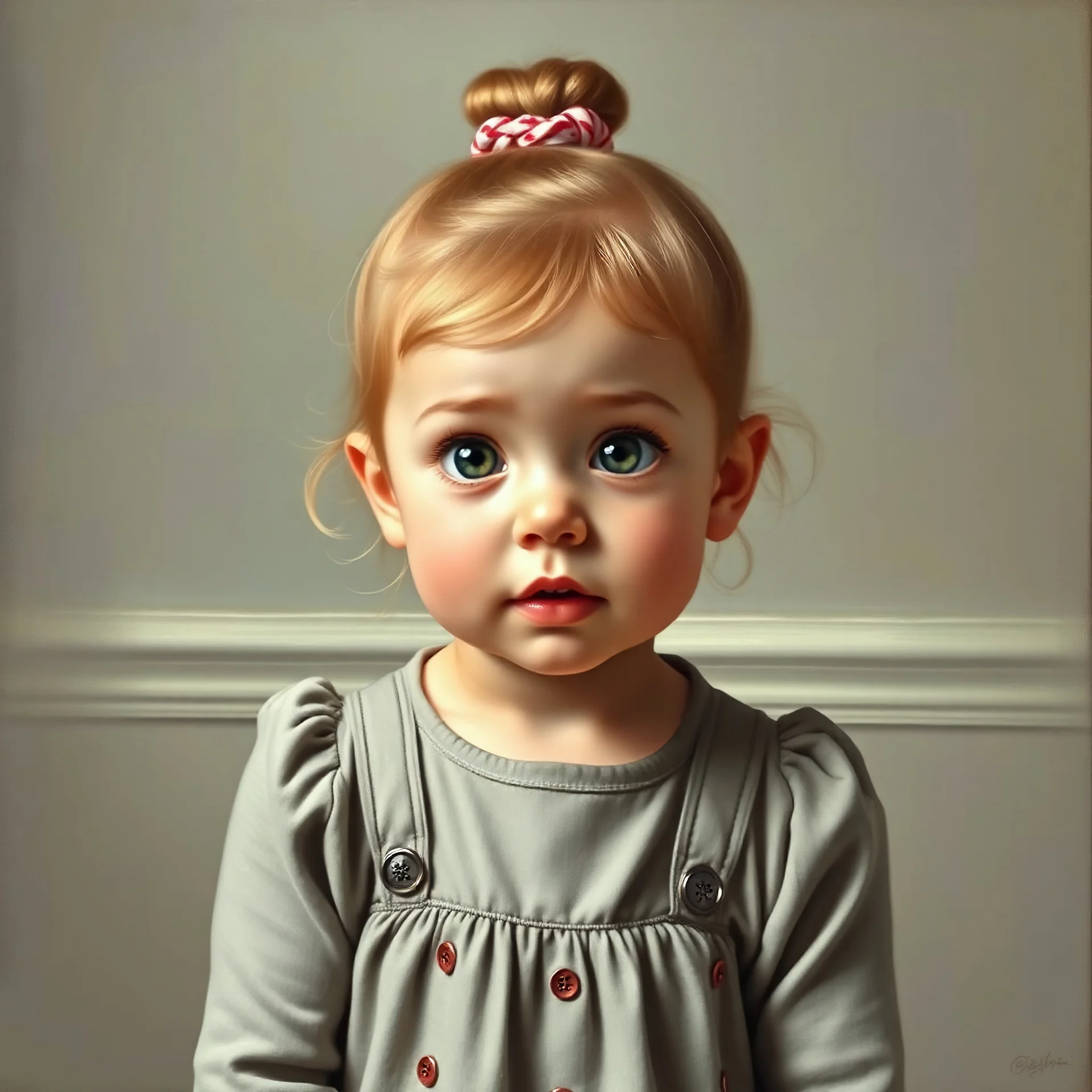 Sabrina Carpenter as a toddler,in the style of Margaret Keane