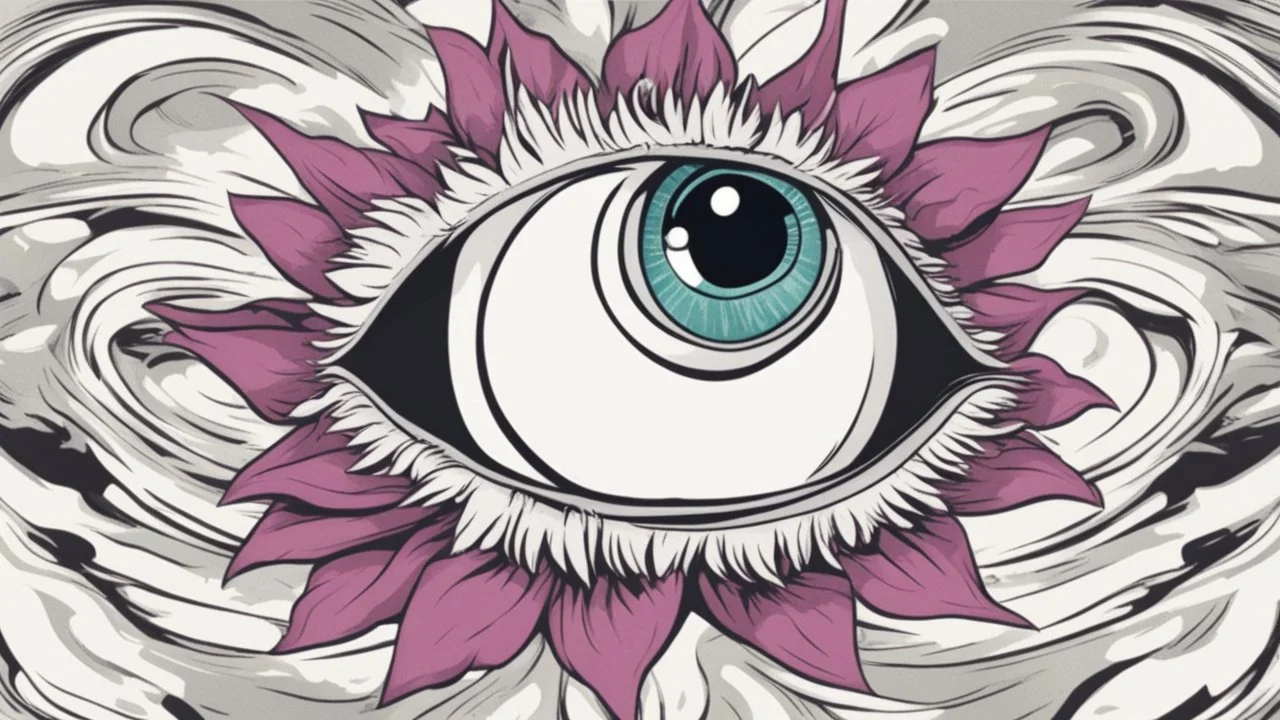comic style flower with eye in the middle