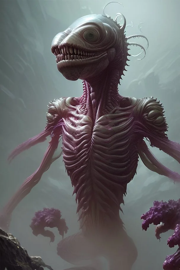 Grape monster alien, hyperrealistic, super detailed, 8k, high quality, trending art, trending on artstation, sharp focus, studio photo, intricate details, highly detailed, by greg rutkowski