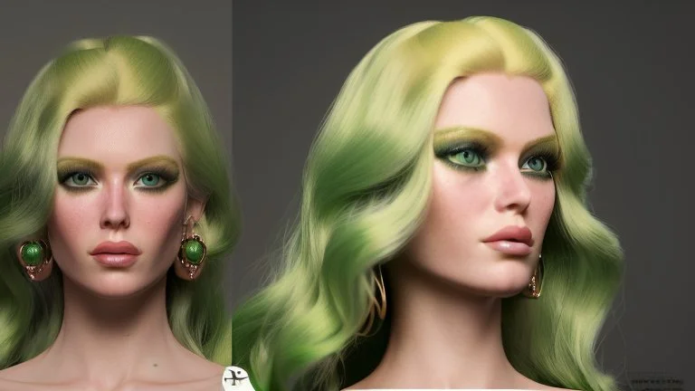 A woman who had green eyes and long blond hair that she wore in elaborate coiffures. Being known as someone at the height of fashion, prior to her disappearance, she favored wearing green and golden outfits to match her physical features.