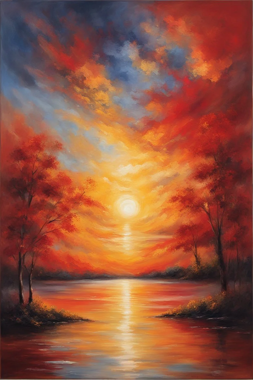 In hues of gold and crimson blaze, A masterpiece of skies ablaze, The sun's embrace, a tender kiss, On canvas, lives forever bliss. Vibrant strokes, alive with grace, Oil-painted dreams, a sacred space, As nature's lyric, love's duet, A beautiful sunset, we shall not forget.