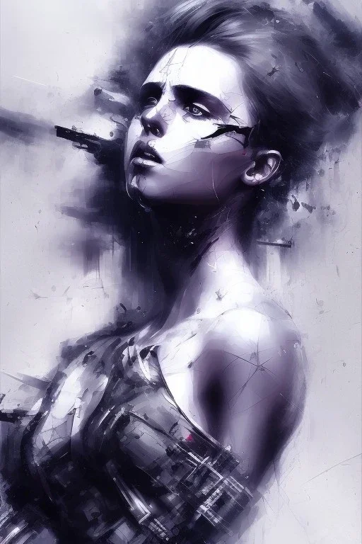 Danish singer MØ face,Abstract Yoji Shinkawa,cyberpunk,