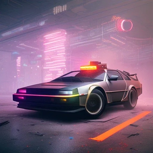 cyberpunk army DeLorean,cyberpunk 2077,center composition, ultra realistic,shiny, smooth, studio quality, octane render, Surrealism, Triadic colour scheme,glow-stick, god rays, ambient lighting,nightclub lighting, polaroid, 100mm, --ar 1:1 --v4