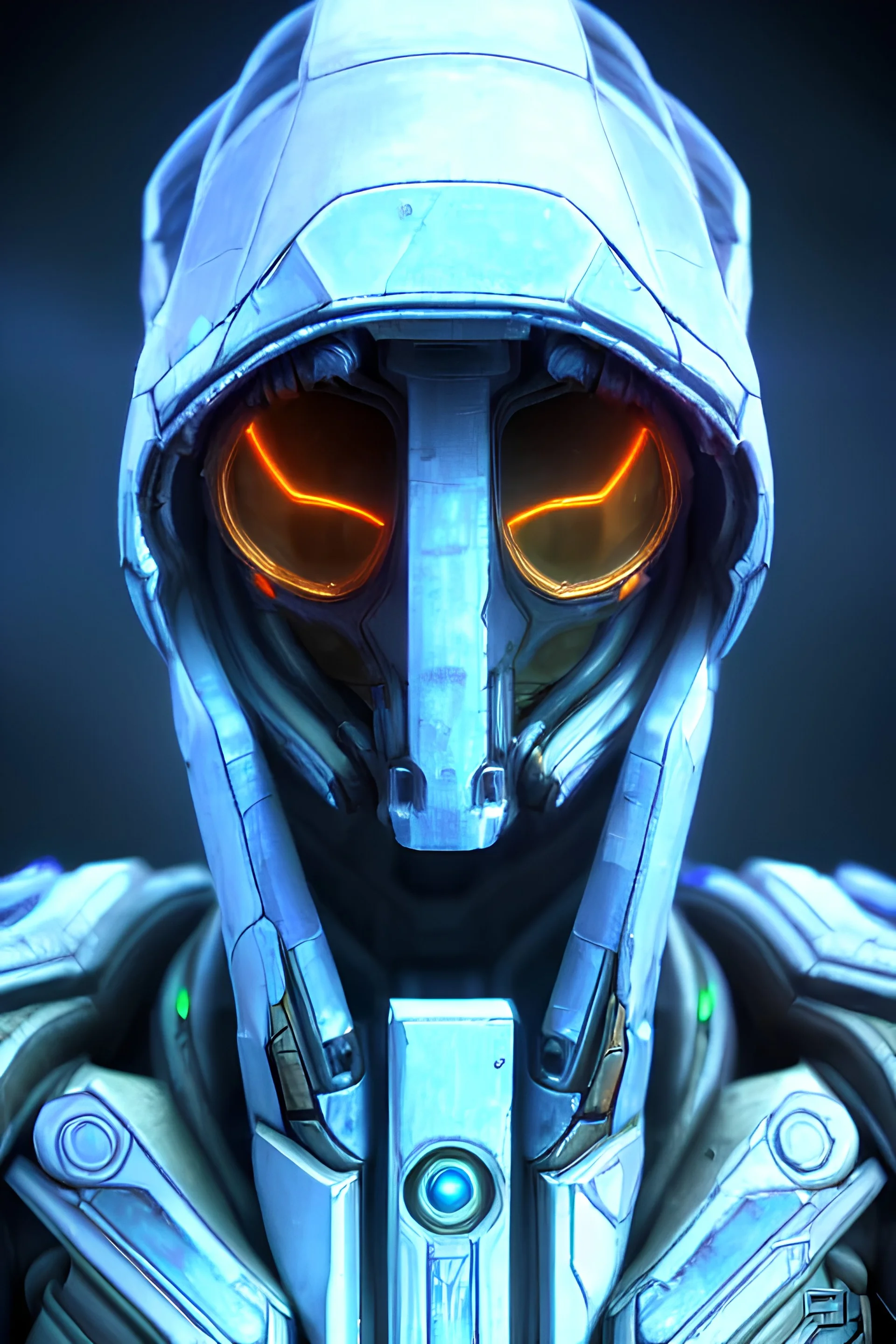 starcraft 2 adjutant, female face, cyberpunk, portal, Photorealism, ultra-HD, Rich details, Light Refraction, Ray Tracing, Global Illumination, Lumen Reflections