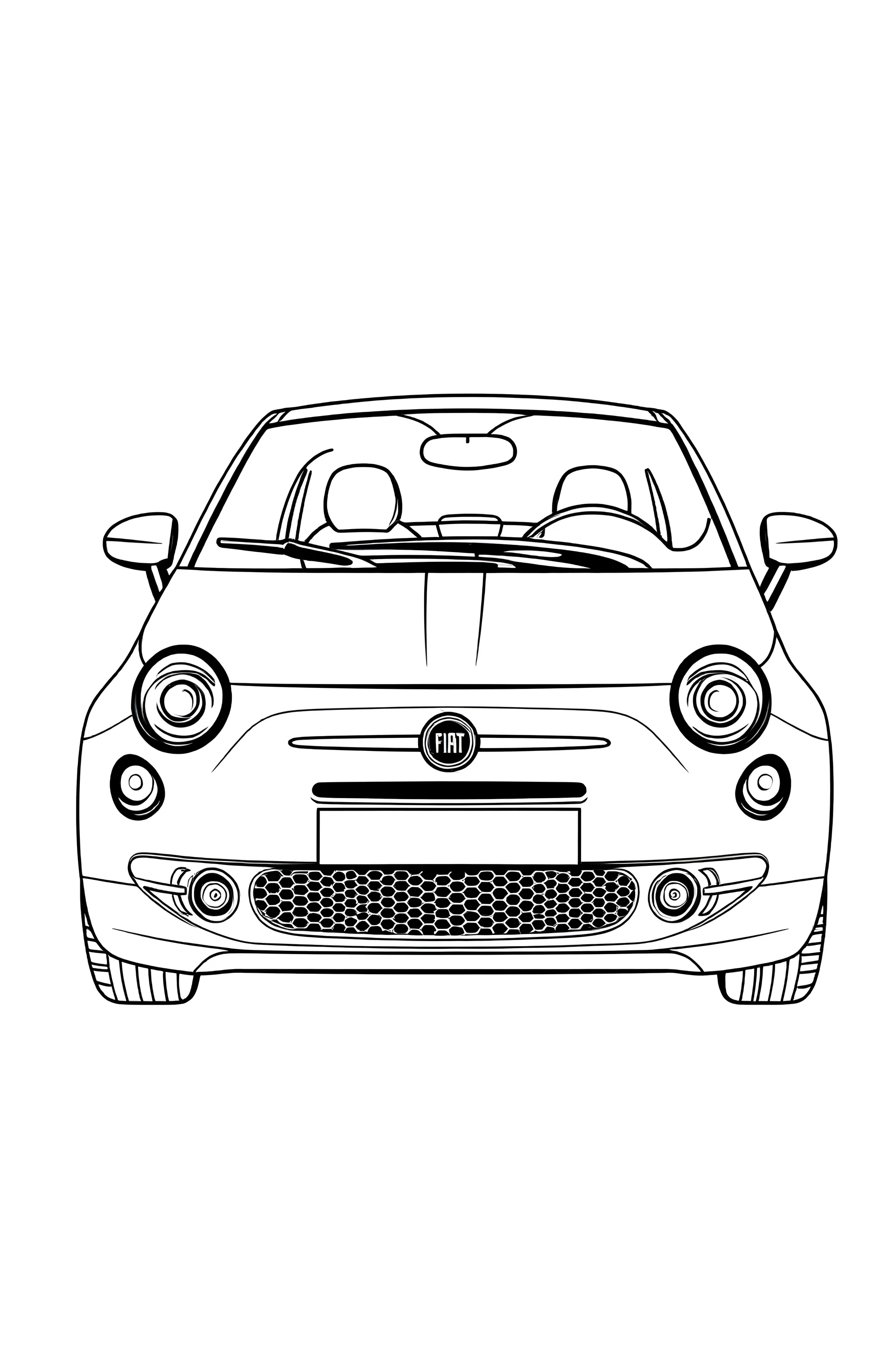 outline art for Fiat car full body for coloring pages ,white background,sketch style, full body, only use outline, clean line art, white background, no shadows and clear and well outlined,