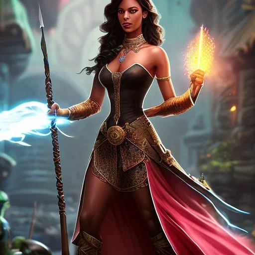 fantasy setting, heroic medieval fantasy, pirate, woman, dark skin, Indian, 20 years old, magician, warrior, hourglass body shape, bicolor hair, muscular, cinematic, insanely detailed, Arabian style, half-hawk, short hair, medieval