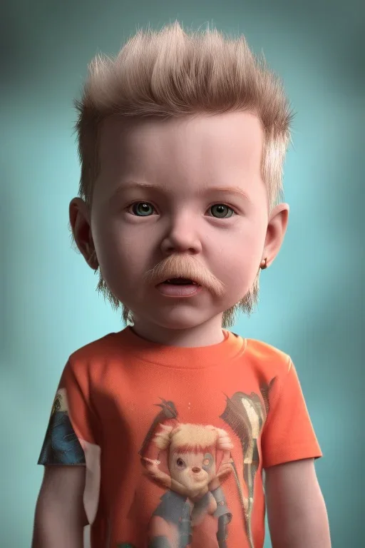 James hetfield toddler, full body, bokeh,hyper realistic