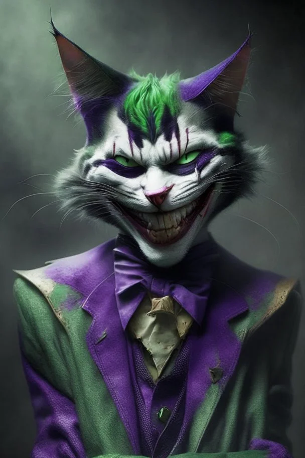 A picture of a cat in the form of a joker, a professional, high JPEG image