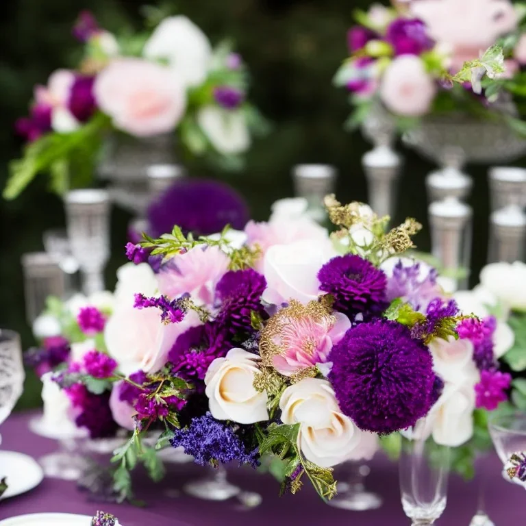 soft delicate flower arrangements with filigree in alcohol inks, soft purple muted colors