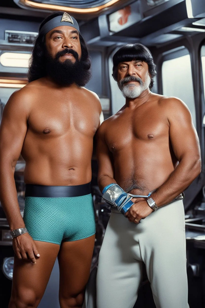 [Star Trek] young Cheech and Chong in engineering underwear as a Romulan ale icon