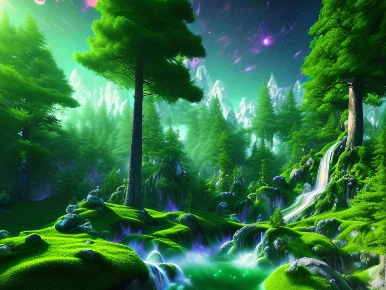 green black crystal cosmic and galactic ambiance hill sky rocks sunny trees pools , full of details, smooth, bright sunshine，soft light atmosphere, light effect，vaporwave colorful, concept art, smooth, extremely sharp detail, finely tuned detail, ultra high definition, 8 k, unreal engine 5, ultra sharp focus