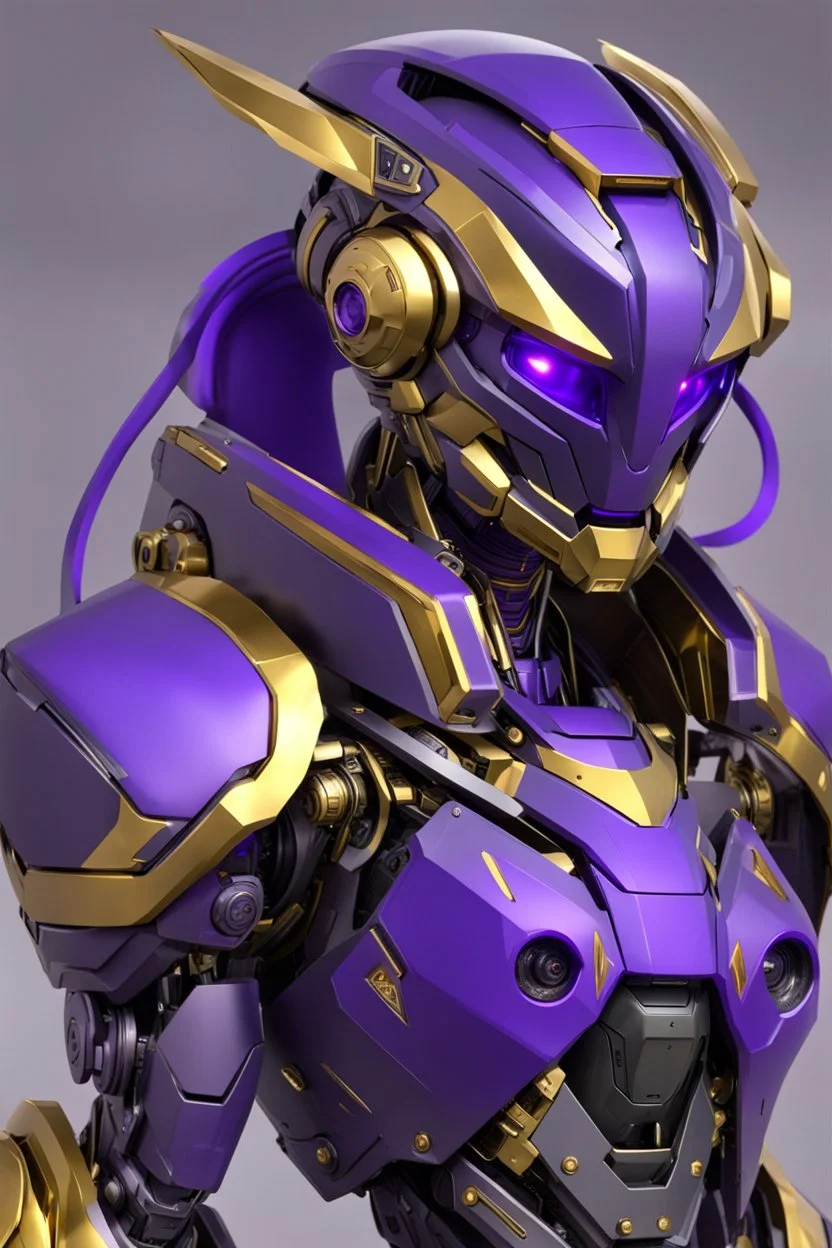 Cyborg, Royal purple and Gold, Combat Robot, Dangerous, Strong, Magic