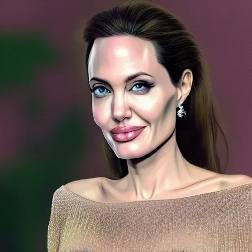 Angelina Jolie floral dress dancing in a forest realistic face longshot closeup