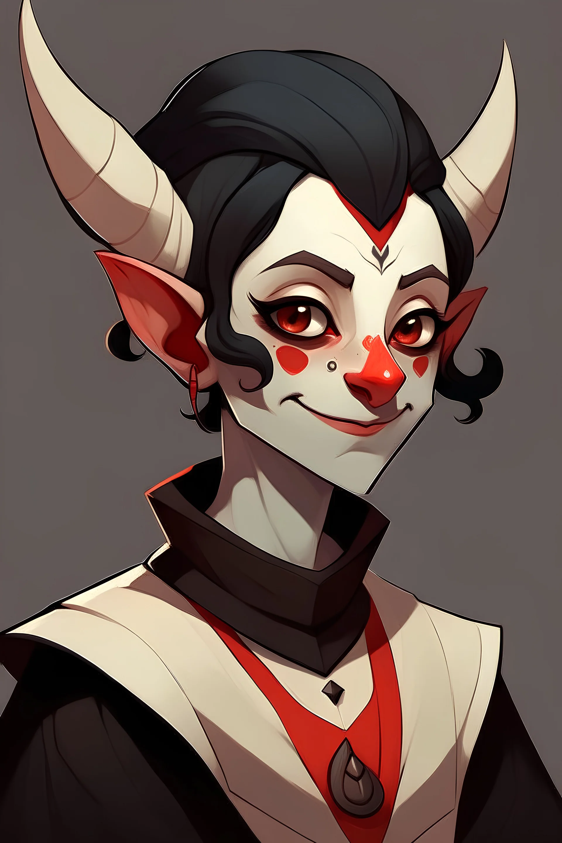 a cute mime inspired female tiefling.