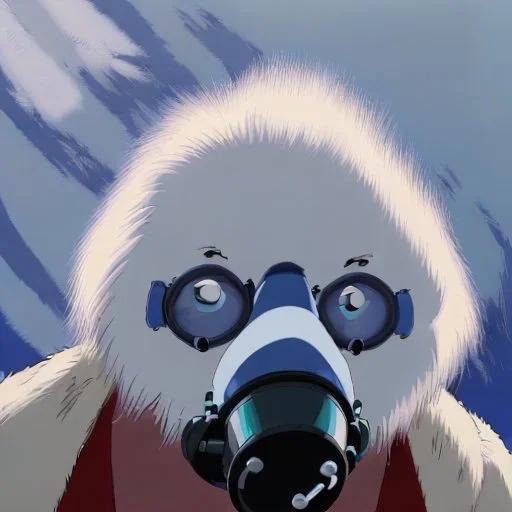 A Yeti with a gas mask