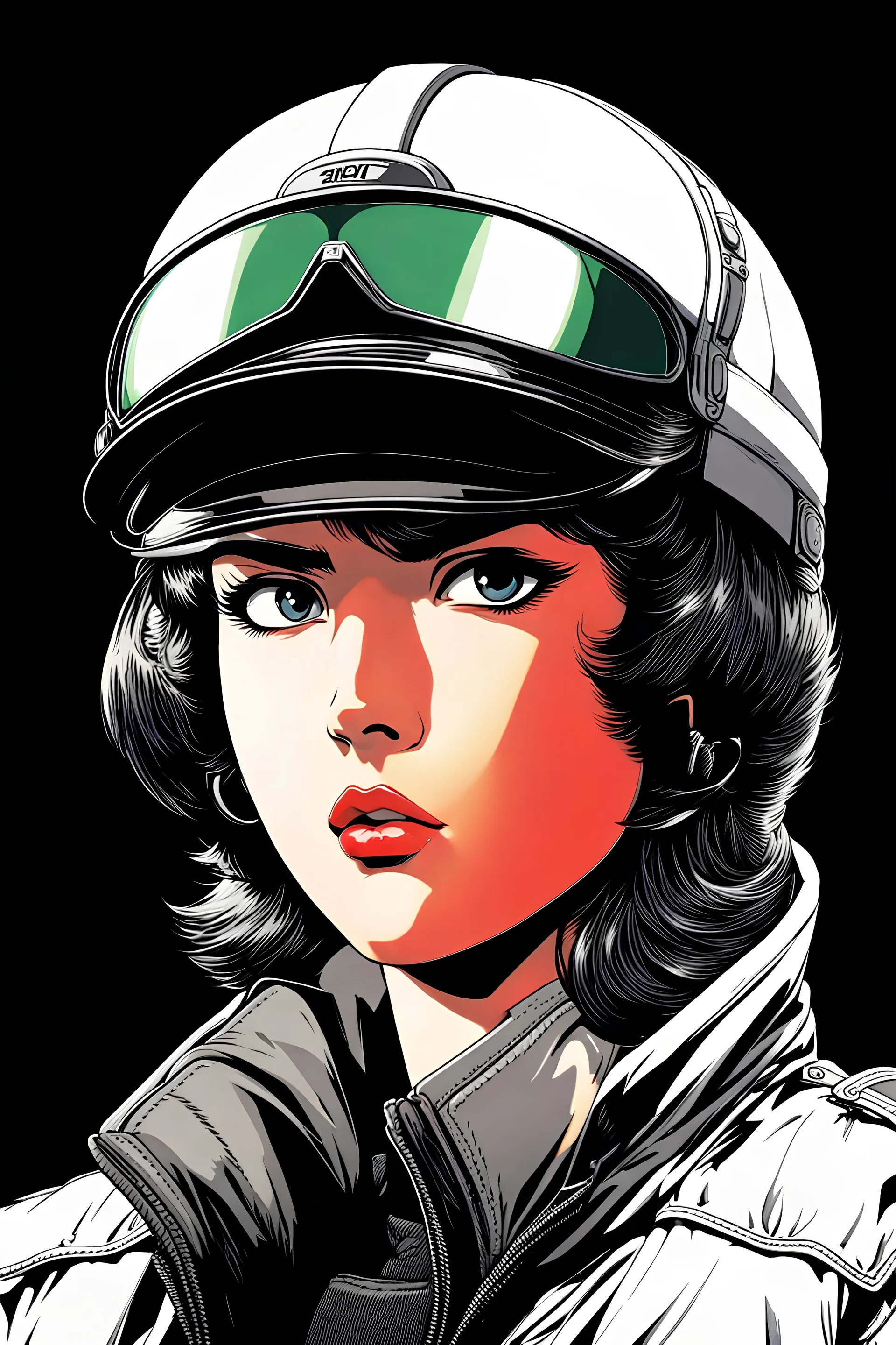 MANGA STYLE, 80S, ANIME 80s, AKIRA, PORTTRAIT, PILOT HAT