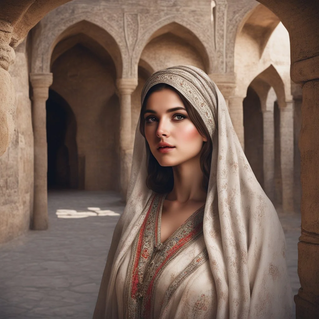 Hyper Realistic Pashto girl in castle