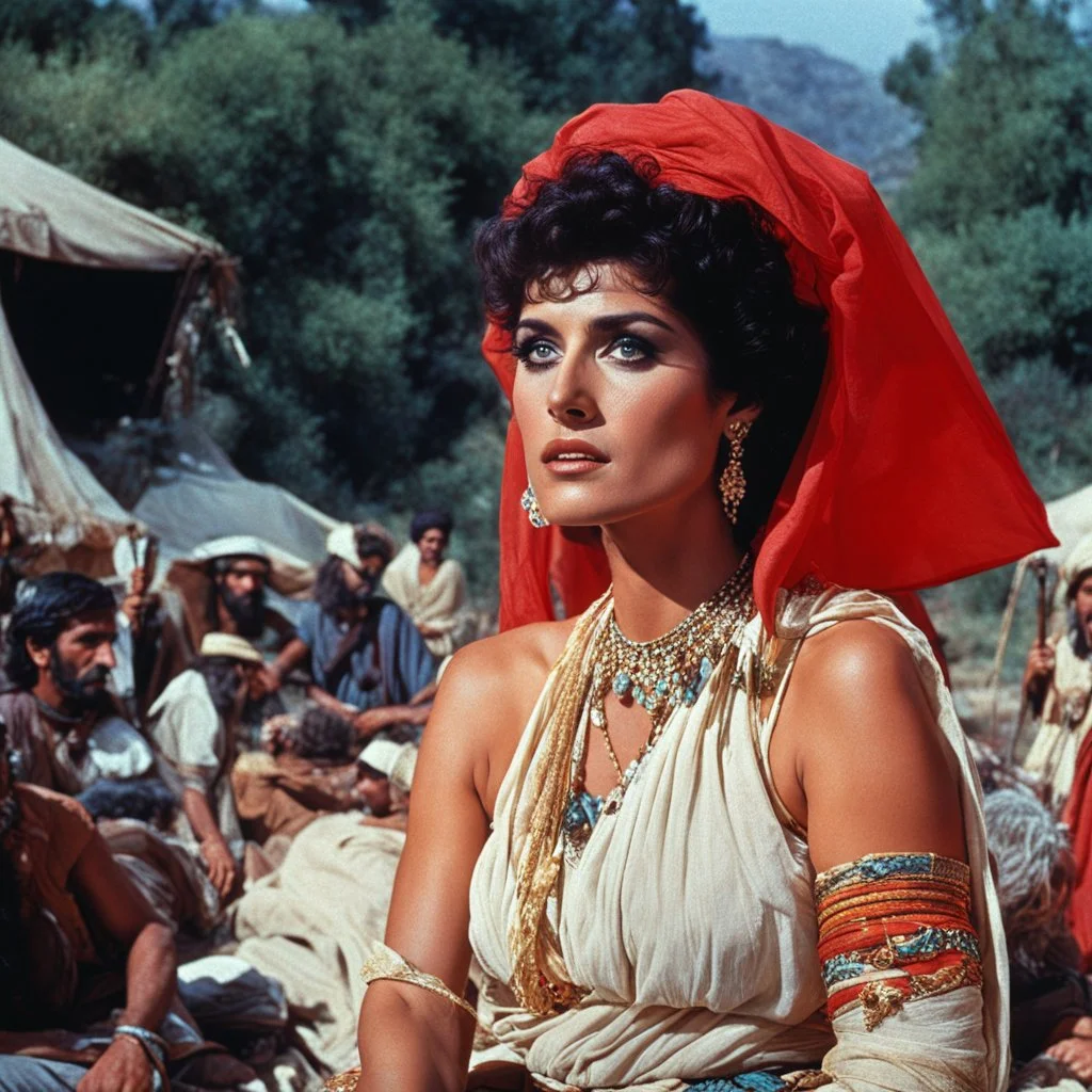 [Jason and the Argonauts (1963)] In the heart of a bustling Gypsy encampment Svetlanathe charismatic Gypsy Leader, sits beneath a brightly colored canopy. Her dark eyes, filled with wisdom and authority, scan the surrounding commotion. As the Gypsy Guide, Raul, approaches her with a determined stride, she senses his urgency and beckons him to join her.