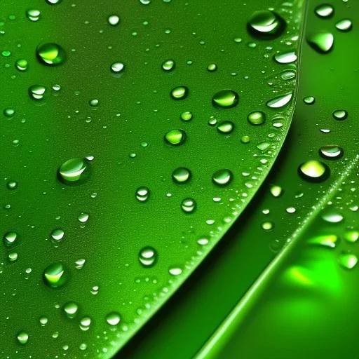 big waterdrops on big green leave, reflections on the drops, photorealistic, high quality, 8k , details