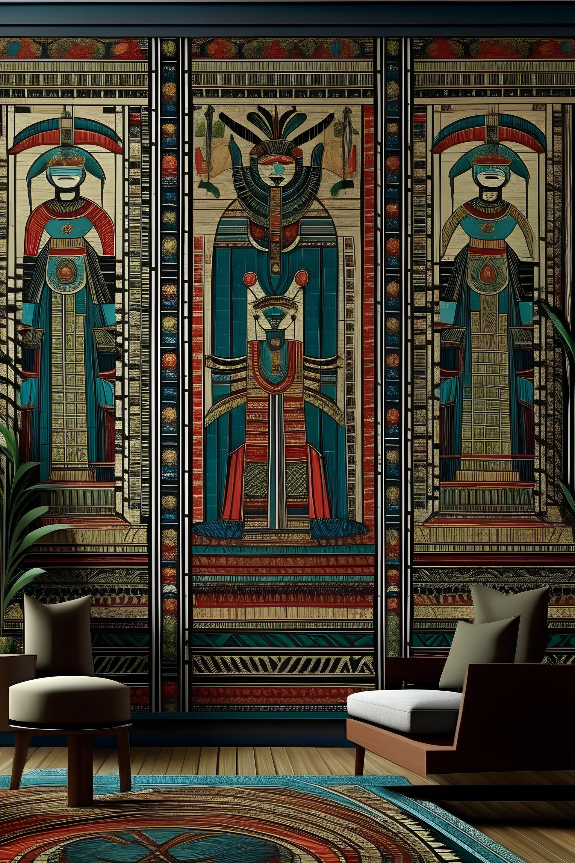 Design of Gobelin textile hanging wall inspired by the Pharaonic style