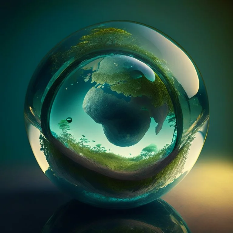 A glass sphere with a world inside