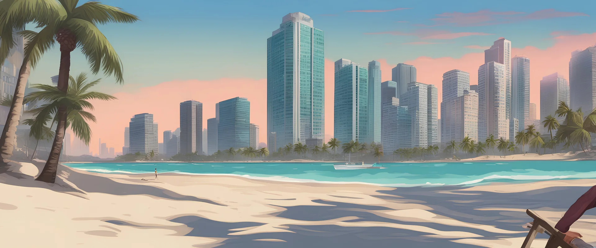 Grand Theft Auto , GTA VC, Grand Theft Auto Vice City, Style Art, Los Santos, background Miami, sea, beach