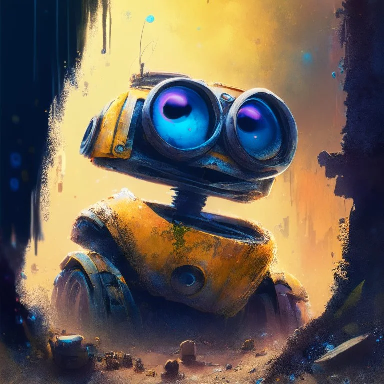 Wall-E, digital art, anime, 4k, full details, high resolution, colorful