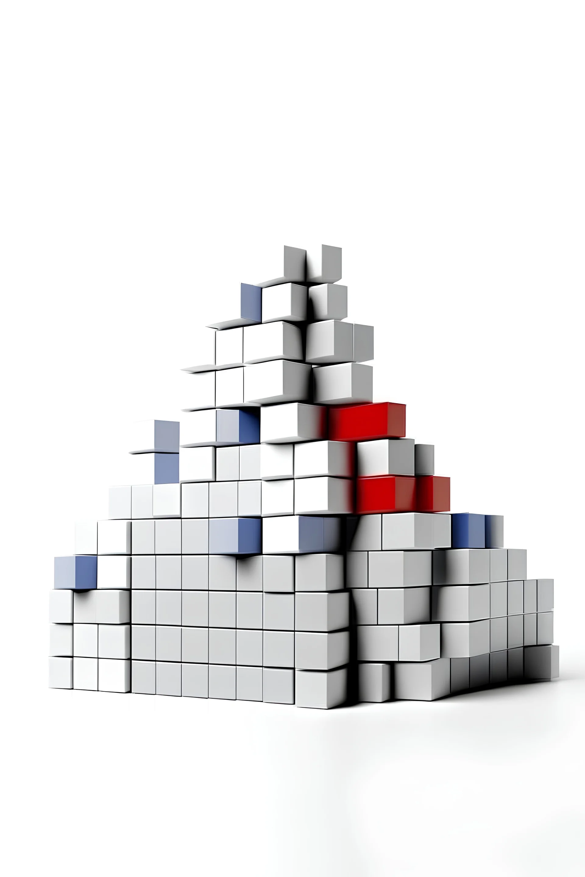 Building Bricks in a white space, colours used: Darkbluse, White, Grey