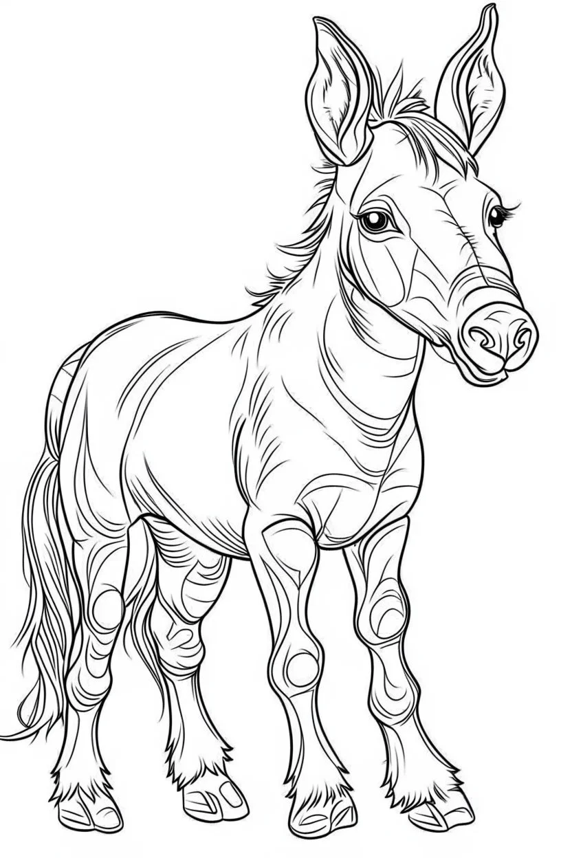 outline art for Colt (Donkey) coloring pages with sitch, white background, Sketch style, full body, only use outline, toddlers style, clean line art, white background, no shadows and clear and well outlined.