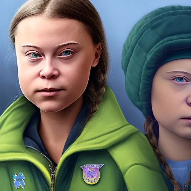 portrait of Greta Thunberg USA army