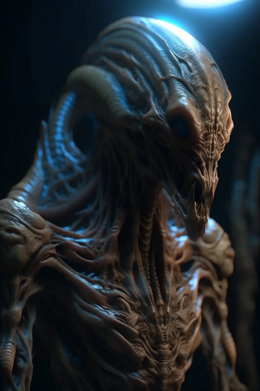 Title: an alien creature with women body ,insanely detailed octane render trending on artstation, 8k artistic photography, photorealistic concept art, soft natural volumetric cinematic perfect light, chiaroscuro, award-winning photograph, masterpiece, oil on canvas, Raphael, Caravaggio, Greg Rutkowski, people, beksinski, Giger