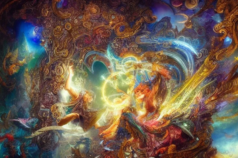 A hyperdetailed 16k resolution portal sealed by magical runes. by Huang Guangjian, Josephine Wall, Scott Naismith, epic. Fantasy, crisp, cinematic, meticulously composed