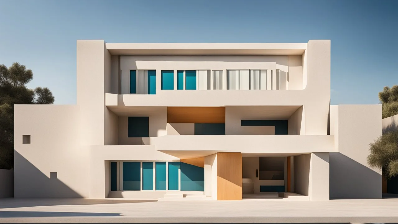 Edificio inspirado en grecia con el estilo de Le Corbusier