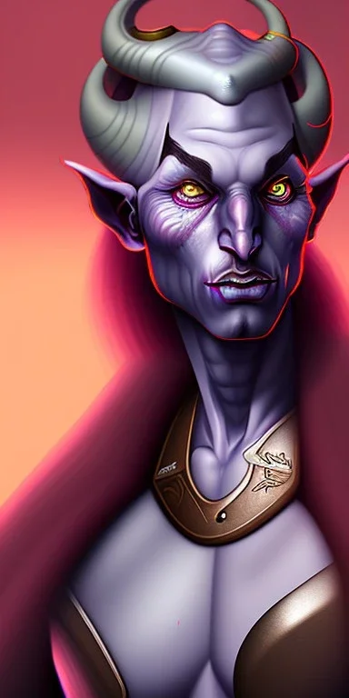 portrait of the body of a tiefling in d&d style