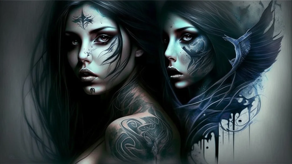 beautiful girl phantom, tattoo, mysticism