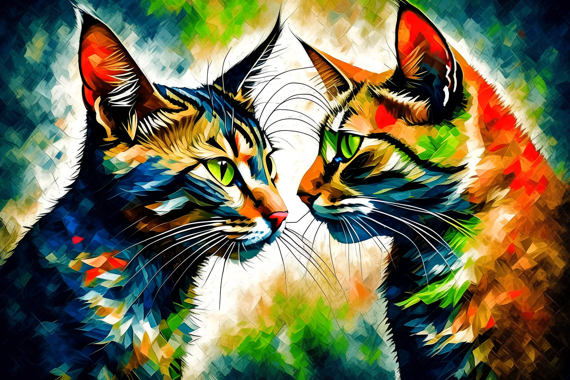 abstract art of pain of losing two pet cats