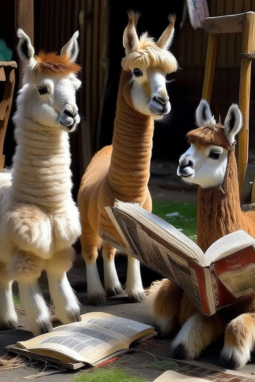 llamas reading to cats