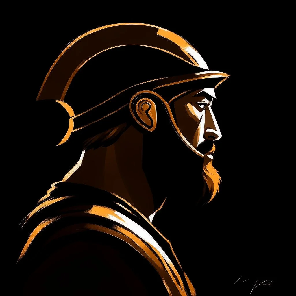 A side profile illustration of a greek spartan in the style of Benedick Bana and adi granov