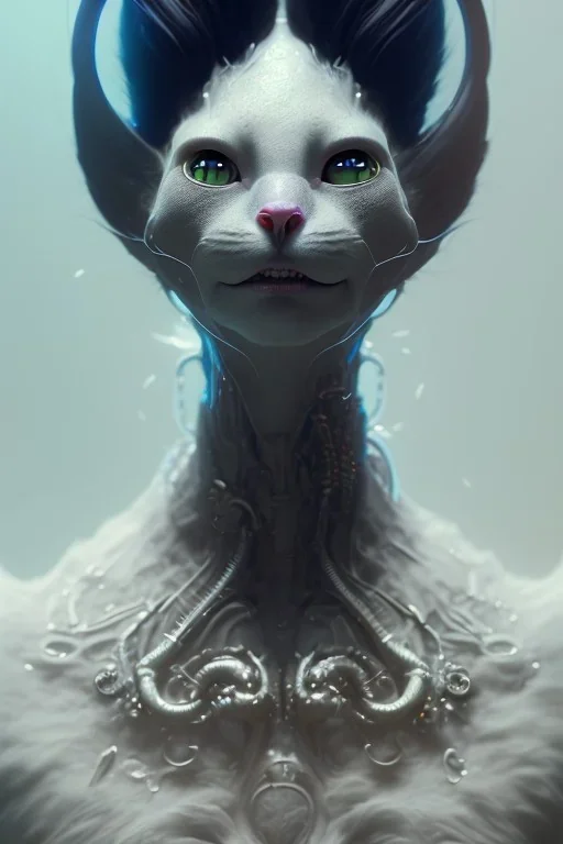 award winning portrait of a male anthropomorphic alien cat long vblack hair. character design by cory loftis, fenghua zhong, ryohei hase, ismail inceoglu and ruan jia. unreal engine 5, artistic lighting, highly detailed, photorealistic, fantasy