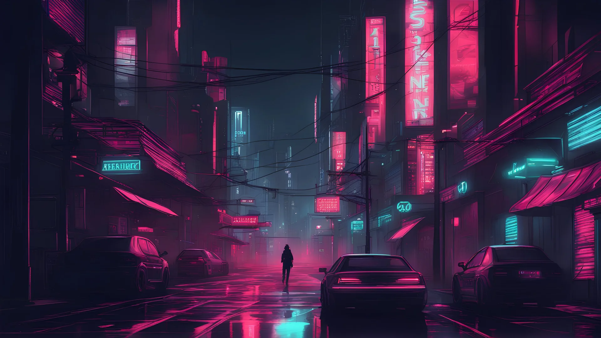 noir cyberpunk city neon, realistic, night