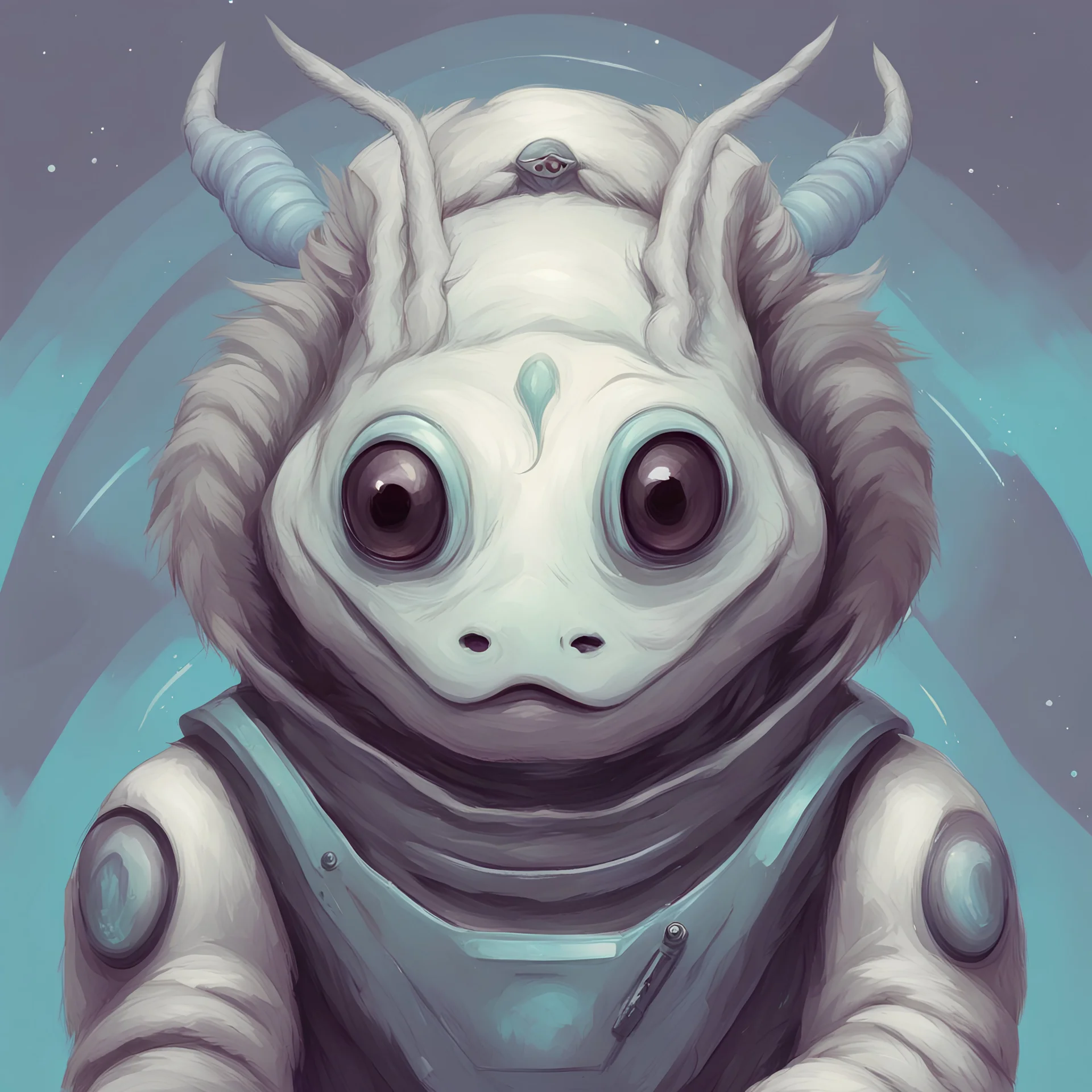 digital illustration friendly space creature portrait