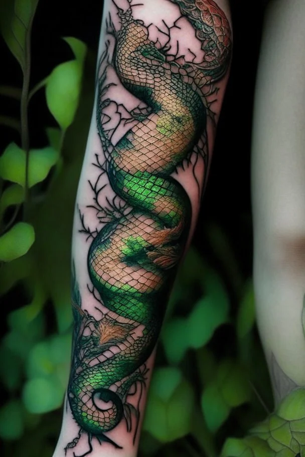 thigh dragon tatoo, snake tatoo wrapped in the things, leg focus, thigh focus