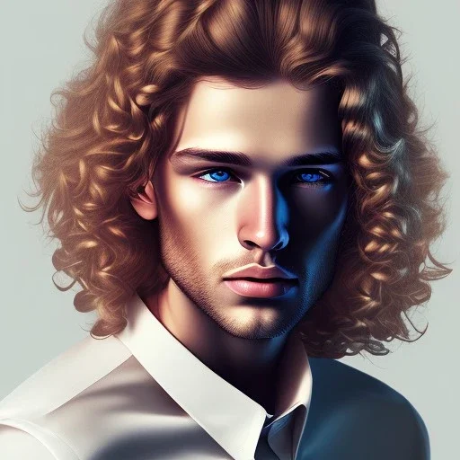  man with long blond curly hair, full body, flesh tone, real photo, soft lighting