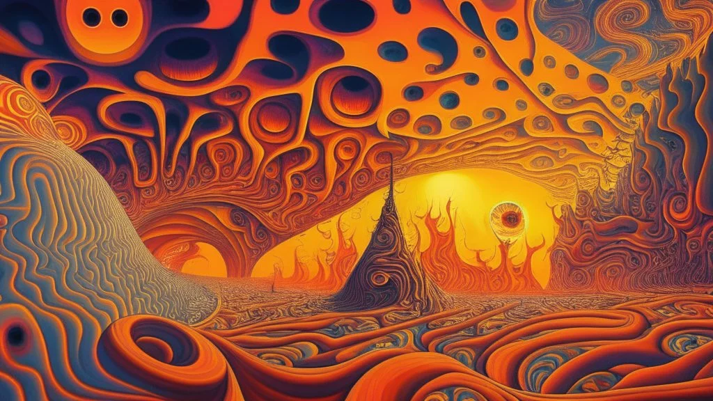 Amber waves of pain on a psychedelic backdrop in Bizzaro World; Surrealism