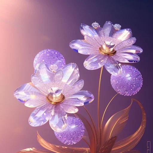 one big crystal subtle in a galactic ambiance with a beautiful transparent flowers delicate colors, soft light atmosphere, smooth, extremely sharp detail, finely tuned detail, ultra high definition, 8k, unreal engine 5, ultra sharp focus