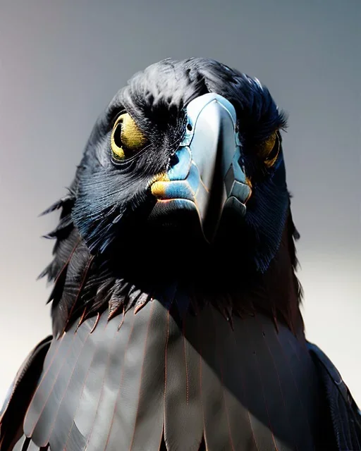 "black feathered, rogue, mysterious Kenku male, bird, full-scale head and shoulders portrait, 8k resolution concept art portrait by Greg Rutkowski, Artgerm, WLOP, Alphonse Mucha dynamic lighting hyperdetailed intricately detailed Splash art trending on Artstation triadic colors Unreal Engine 5 volumetric lighting Splash art fantasy"