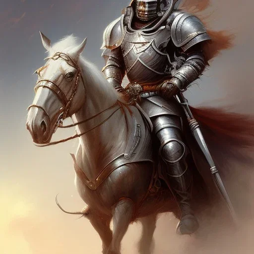 frank frazetta style, knight in full armor on battlefield, wasteland