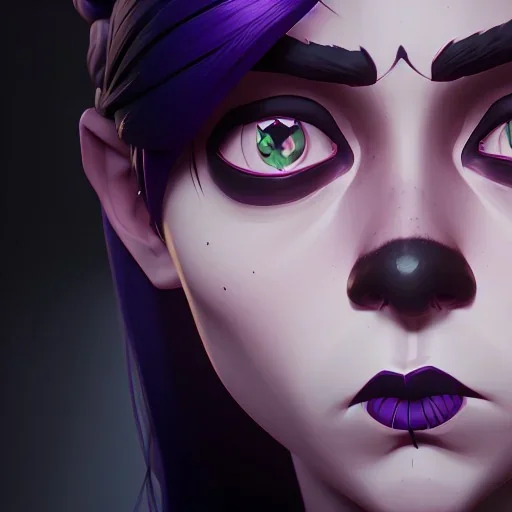 Wednesday Addams, Wednesday with braids standing with her arms crossed, dark, soft goth lip, hyper detail, octane render, unreal engine 5, photorealistic, 8k resulation