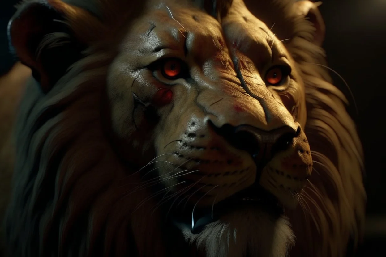 4k full details; full lights; ultra realism; mgm lion logo zombie